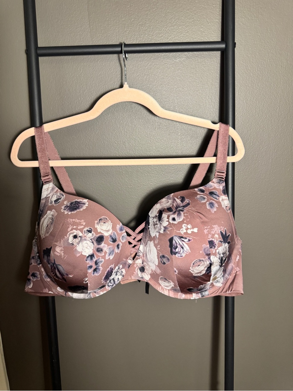 Torrid Floral Lace-Up Underwire Bra - Mauve Floral